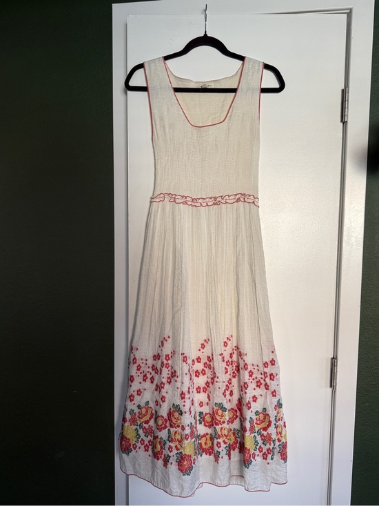 Max Studio Dresses & Skirts - Max Studio Ivory Maxi Dress with Red & Yellow Floral Hem